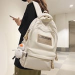 Étudiant cartable cartable femme collégien nouveau grande capacité sac a dos mâle junior lycéen lycéen ordinateur sac a dos-blanc