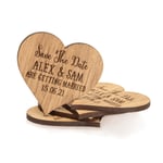 Personalised rustic wooden heart - Save The Date - fridge magnet wedding invites