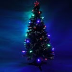 WeRChristmas 4 ft Green Pre-Lit Multi-Colour Fibre Optic Christmas Tree with Red/ Green/ Blue LED Cone and Star Topper