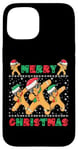 Coque pour iPhone 15 Joyeux Noël Dabbing Gingerbread Men with Xmas Hats