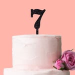 Number 7 Cake Topper Glitter Black Birthday Decoration Present Gift Idea Candle