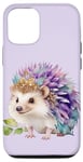 Coque pour iPhone 12/12 Pro Hérisson Boho Woodland Animal Rose/Violet/Bleu sarcelle