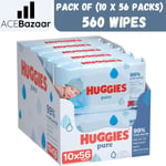 Huggies Pure Baby Wipes 10-12-18 Packs Wipes Wet 99% Purified Pure Water Skin UK