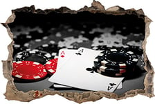 pixxp Rint 3D WD 5068 _ 62 x 42 Cartes de Jeu sur Table de Poker percée 3D Sticker Mural Mural en Vinyle Noir/Blanc 62 x 42 x 0,02 cm