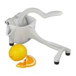 Relaxdays Lemon Juicer, Manual, with Sieve, Juice Collection, Spout, Hand Squeezer for Citrus Fruit, Aluminium, Grey, Plastic, 12.5 x 26 x 14.5 cm