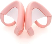 Kitty Ears Décoratif pour Casque,Oreilles en Silicone Décoration de Chat Mignon,Compatible avec Gaming Headsets Sony/HyperX,Installation avec Sangles de Fixation Réglables,Rose + Blanc