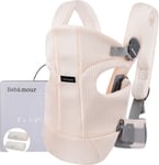 Bebamour Baby Carrier Front and Back Baby Carrier with 2 Shoulder Bibs, Beige