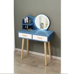 Makeup Table, Bedroom Dressing Tables Dressing Table With Lights, Large Drawer Storage Space, Easy To Clean, Suitable For Bedroom,blue pine,60cm