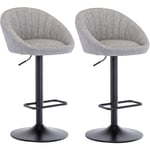 Chaise de bar Lot de 2 Tabouret de Bar en Tissu Chaise Haute Cuisine Réglable pour Bar, Gris