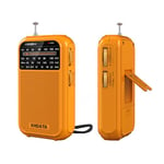 XHDATA D220 Portable Small Radio FM AM SW Radio Battery Powered Radio (AA), World Receiver with Excellent Reception and Speaker, Suitable for Camping and Walking, Easy to Use(Yellow)