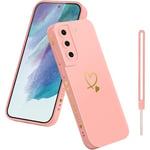 Pnakqil Coque pour Samsung Galaxy S21 FE 5G Antichoc Silicone Souple Etui pour Filles Femmes Motif Or Amour Coeur Case avec Lentille Tout Inclus Petits Cœurs Bord Housse pour Samsung S21 FE 5G Rose