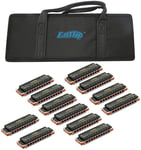 EASTTOP Harmonica Set Diatonic Blue Harmonica Set of 12 Mouth Organ blues harp