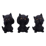 Nemesis Now Three Wise Kitties See No Hear No Speak No Evil Familiar Black Cats Figurine