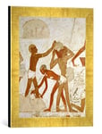 Kunst für Alle 'Encadré Image de XVème siècle V. CHR Ouvriers Transport/ägypt. Mural Fois., Impression d'art dans Le Cadre de Haute qualité Photos Fait Main, 30 x 40 cm, Or Raya
