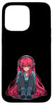 Coque pour iPhone 15 Pro Max Adorable fille anime avec écouteurs Chilling Gamergirl 02