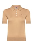 Co Lyocell Button Polo Ss Swt Tops T-shirts & Tops Polos Beige Tommy Hilfiger