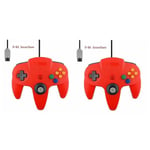 2-pack Klassisk Trådbunden N64-kontroll Retrospel 64-bitars Spelkontroll Joystick Ersättningskontroll 13 2pcs