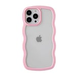 Caseative Cute Curly Wave Frame Shape Shockproof Soft Compatible with iPhone Case (Pink,iPhone 13 Pro Max)