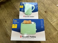 NEW Russell Hobbs Eden Pistachio Green Kettle & 2 Slice Toaster Matching Set