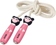 Corde À Sauter pour Enfants, Corde De Saut De Coton Réglable pour Enfants avec Poignée en Bois De Dessin Animé pour Garçons Et Filles pour L'entraînement d'exercice (Couleur : Rose, Taille : 200cm)