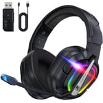 Fachixy「2024 New」FC200 Wireless Gaming Headset for PS5-2.4GHz USB Fodable Headphones with Mic - 3D Stereo Bluetooth Headset with 50Hrs Battery Life,For PS4, PC,Mac,Switch,Moble