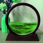 Neioaas 3D Moving Sand Art Pictures - Dynamic Sand Painting Liquid Motion,Sand Art Ornaments,3D Deep Sea Sandscape,Round Glass Frame Display Flowing Sand Art,Relaxing for Home Office Decor (Green, 7")