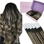 Fshine Extensions de Cheveux Humains Adhesif 50g Extension Cheveux Natutrel 35cm Bande Adhesive Extension Cheveux off Black Fading to Honey Blonde Seamless Hair Extensions 20 Pièces Couleur 1b 27 1b