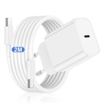 20W iPhone 16 15 Rapide Chargeur avec 2M USB C Câble,60W Type C Cable Charge Rapide Compatible avec Apple iPhone 16 Pro 16 15 Plus 15 Pro Max iPad Air MacBook Pro Galaxy,USBC Prise Secteur Adaptateur