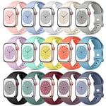 Dirrelo 15 Pack Silicone Bracelets Compatible avec Bracelet Apple Watch 38mm 40mm 41mm pour Femmes Hommes, Sport Remplacement Bracelets pour iWatch Series 9/8/7/6/5/4/3/2/1/SE,Couleur A,S