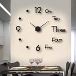 Sjlerst - Horloge murale veilleuse sans cadre décorative lumineuse silencieuse pour salon chambre à coucher noir moyen 90 cm/35,43 pouces