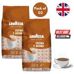 2x Lavazza Crema e Aroma Coffee Beans 1kg - Premium Italian Espresso Roast