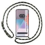 Tumundosmartphone Coque avec pendentif transparent pour Xiaomi Redmi Note 13 Pro 5G avec cordon vert/doré