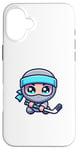 Coque pour iPhone 16 Plus Joueur ninja de hockey sur glace