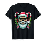 Santa Skull Christmas Skeleton Candy Cane X-mas Holiday T-Shirt