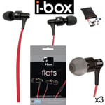 3x Flats iBox Handsfree Earphones Headphones Earbuds with Mic for Samsung iPhone