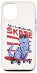 Coque pour iPhone 12/12 Pro Just Skate Fun Planche de skateboard rétro Motif chat Rouge