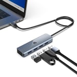 Hub USB 3.2, Adaptateur USB, hub de données Portable Ultra Fin, 4 x USB 3.2, Compatible avec Les systèmes Windows, macOS, Linux