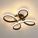 Comely Plafonnier LED Moderne, Lampe de Plafond 28W 3150LM, Luminaire Plafonnier Acrylique en Forme de Fleur pour Couloir, Balcon, Chambre, Salon, Lumière Chaude 3000K, Noir