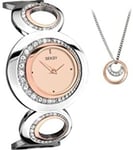 Seksy 2124G By Sekonda  Eclipse Swarovski Crystal Watch and Necklace Set