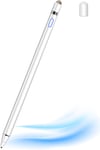 Stylet Pour Tablette - Pour Tous Les Écrans Tactiles - 1,45 Mm - Avec Pointe Fine - Compatible Avec Ipad/Tablettes/Iphones/Samsung - Lenovo/Android/Ios - Avec Deux Capuchons (Blanc)