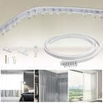 Kit de Rail de Rideau Plafond Pliable, 3M Rail de Rideau Flexible avec 30 Crochet pour Maison Chambre Fenêtre Salle de bain Bureau - Einfeben