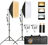 Lot de 2 boîtes à lumière 95W E27 3000-6500 K Softbox Kit Eclairage Studio Photo, Photo de Mode, Portrait, Produits Commerciaux,Youtube, Tiktok ,Packshot et Vidéo