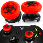 Playrealm FPS Bâton Prises de Pouce Thumbstick Grip et Prolongateur Texture 3D Caoutchouc Silicone Poignée Couvrir 2 ensembles pour Xbox Series X/S & Xbox One Manette (Bioh Rouge)