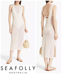 Seafolly Beach Dress Cover Up Size UK S Dreamcatcher Crotchet Knit Sheer - Cream