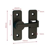 Boulon de porte intérieur Shoous,loquet de protection de serrure de porte,90,180,résistant,alliage de zinc noir,loquet interdit,grange market,serrure à angle droit - Type Flat-Black