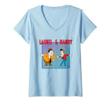 Womens Laurel & Hardy Comic Characters Bowing V-Neck T-Shirt