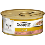 Lakse- og kyllingbiter i saus 24 x 85g - Katt - Kattemat - Våtfôr - Purina Gourmet Gold