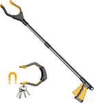 YAUNGEL Outils de Ramassage，Pince telescopique，Pince à ordures, Long bâton de grappin de 81 cm avec poignée Solide à Pointe magnétique, Tête légère rotative à 90° pour Les ordures, Orange