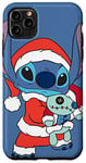 Coque pour iPhone 11 Pro Max Disney Stitch and Scrump Père Noël Bleu pervenche