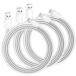 VNSMABIIT 3 Pack Apple MFi Certified iPhone Charger 3m, Extra Long Iphone Cable Lead metre, Lightning to USB A Fast Charging for iPhone14/13/12/11/11ProMax/X/XS/XR/XS Max/8/7/6/5, iPad White